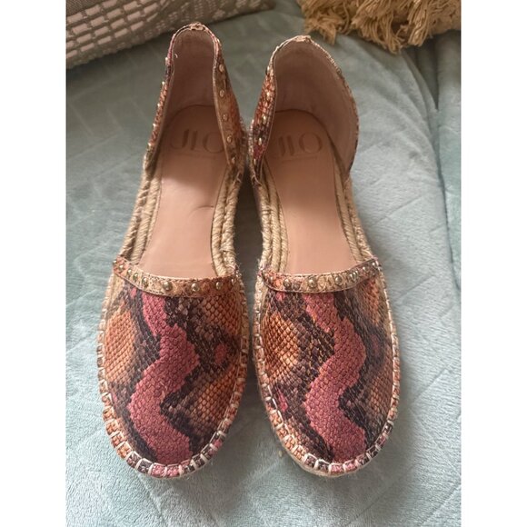 JLO Jennifer Lopez Shoes Pink Tank Snake Print Womans 8.5 - Picture 1 of 7